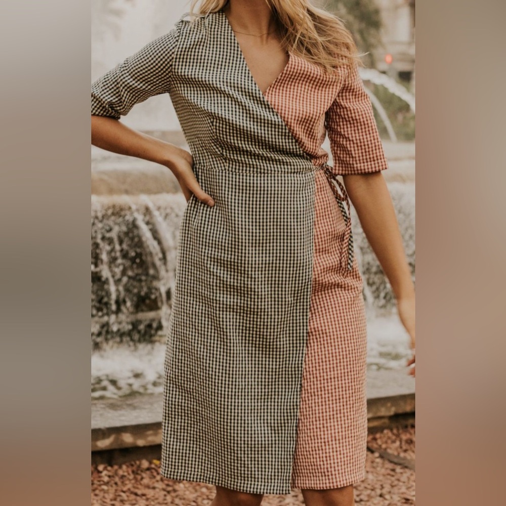 Roolee | Plaid Wrap Dress Playful Pattern Play, size XXS